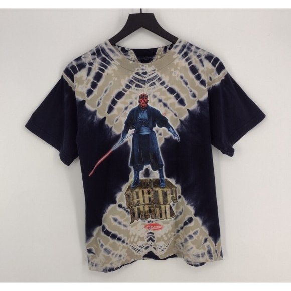 Vintage Star Wars Darth Maul Tie Dye Phantom Menace Blue Youth T-Shirt